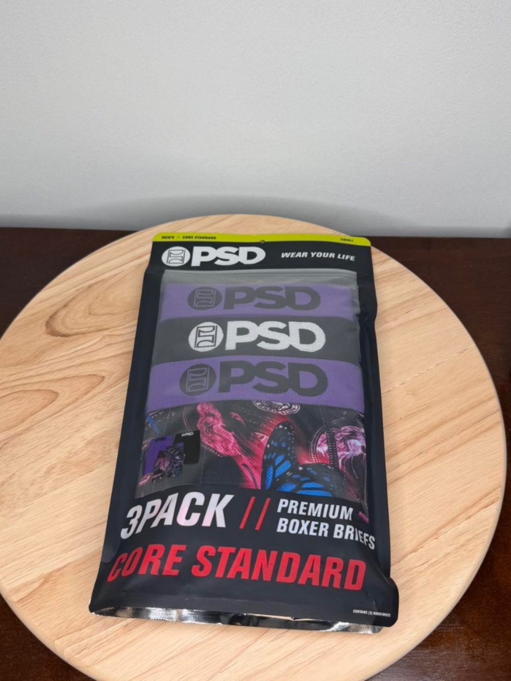 PSD 3 Pack Core Standard Premium Boxer Briefs Shorts Money Fly Purple Men's NEW